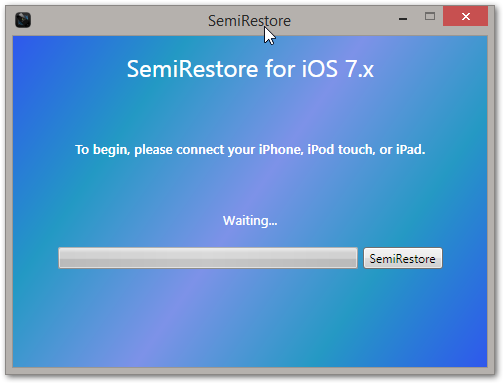 SemiRestore для iOS 7.X - окно программы