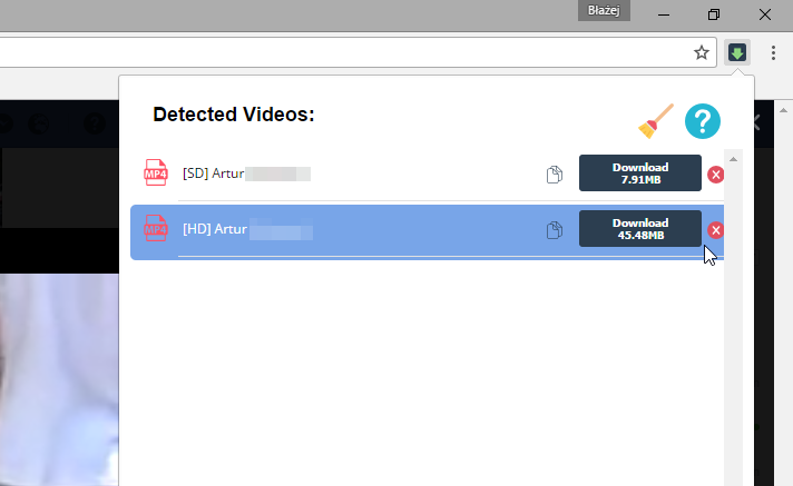 Загрузите фильм через FBDown в Chrome