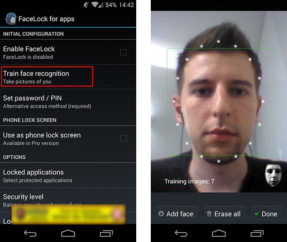 FaceLock для приложений - добавление лиц