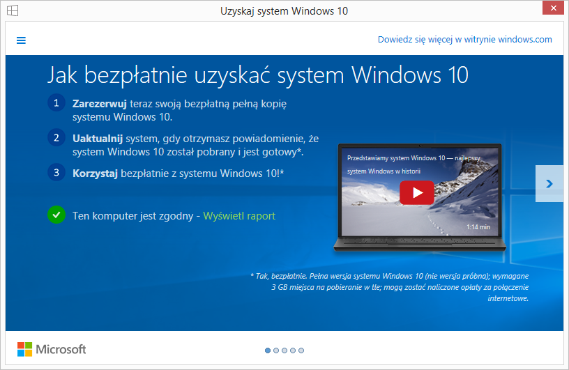 Возможность получить Windows 10 - Панель управления GWX отключит ее