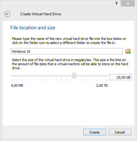 Создание виртуального жесткого диска в VirtualBox