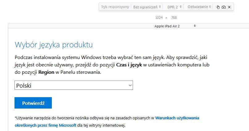 Выберите язык и версию Windows 10 для загрузки в Firefox.