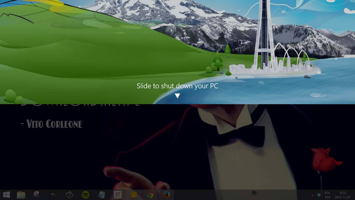Выход из Windows 8.1 путем перемещения мыши