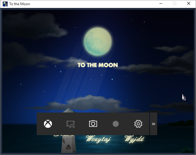 Меню захвата и записи экрана в Xbox App / Windows 10