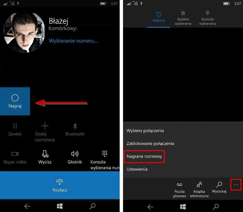 Запись разговора в Windows 10 Mobile