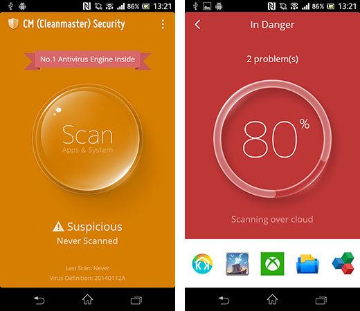 Сканирование Android с помощью Cleanmaster Security