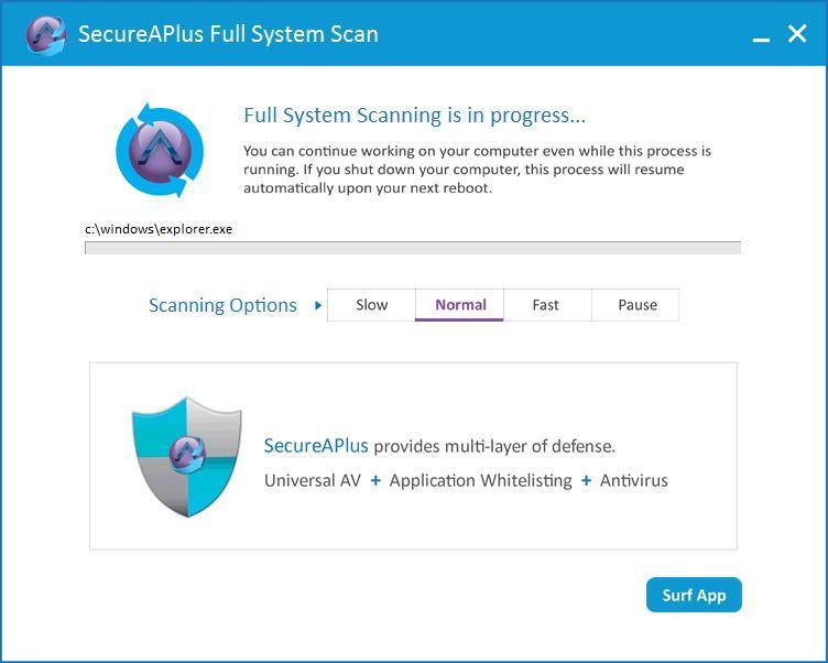 Сканирование системы с помощью SecureAPlus
