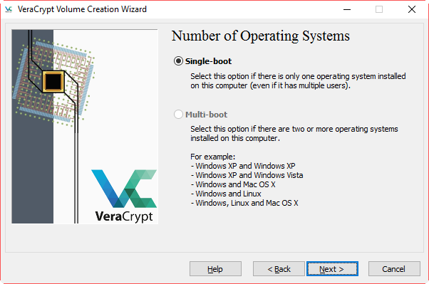 VeraCrypt - выбор загрузки системы
