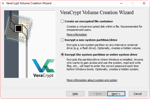 VeraCrypt - выберите, что шифровать
