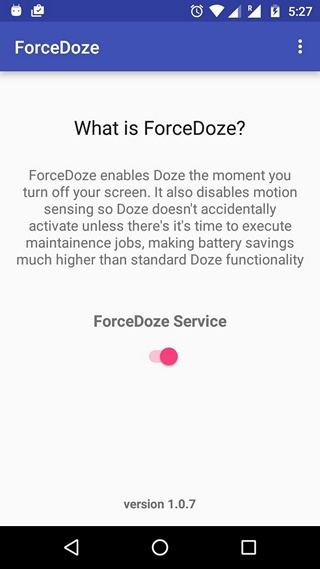 ForceDoze - включение приложения