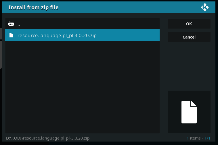 Укажите ZIP-файл с польским языком