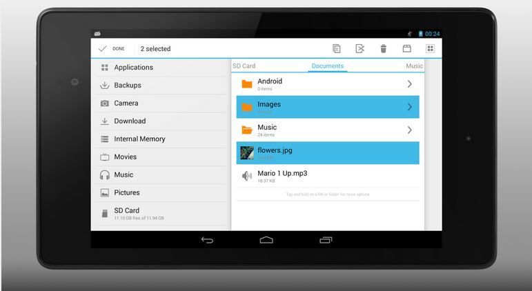 Диспетчер файлов на Android и планшет