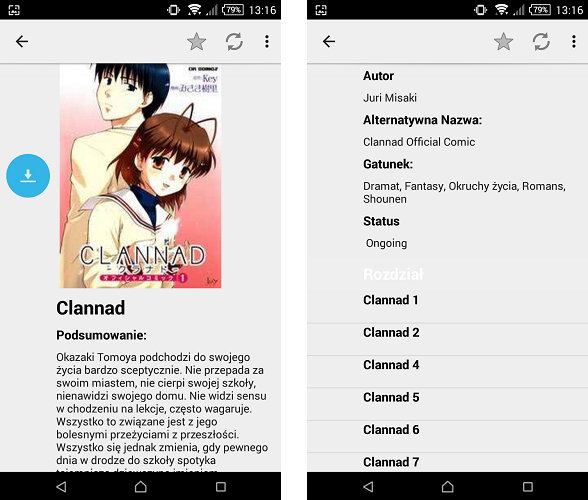 My Manga Reader - подробная информация о выбранной серии