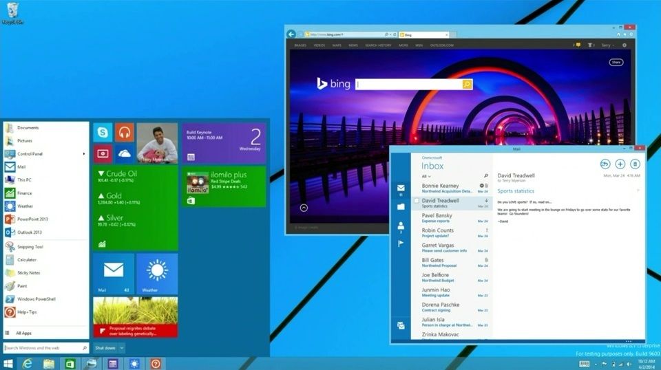 Меню «Пуск» в Windows 8 и «Современные приложения» в окне