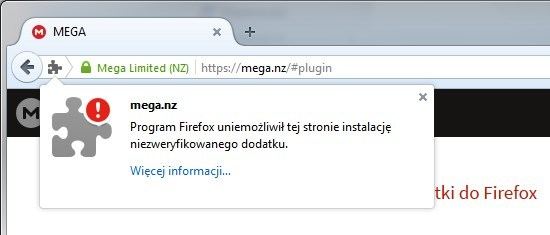 Firefox - установка ненадежных дополнений