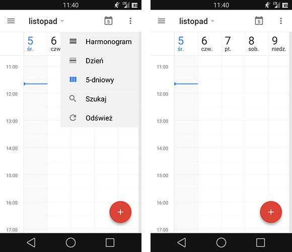 Календарь Google - просмотр за 5 дней