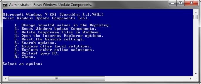 Сбросить компоненты Windows Update
