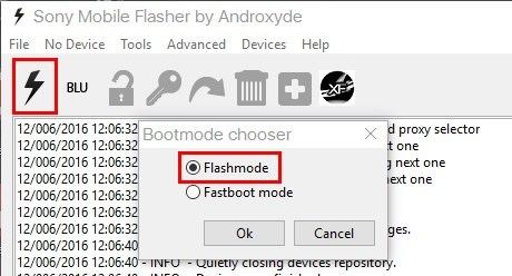 Ввод режима Flashmode