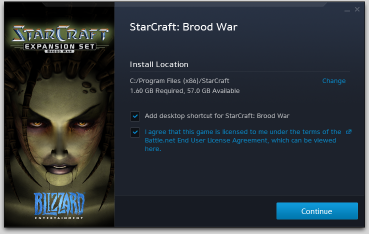 Установка StarCraft: Brood War