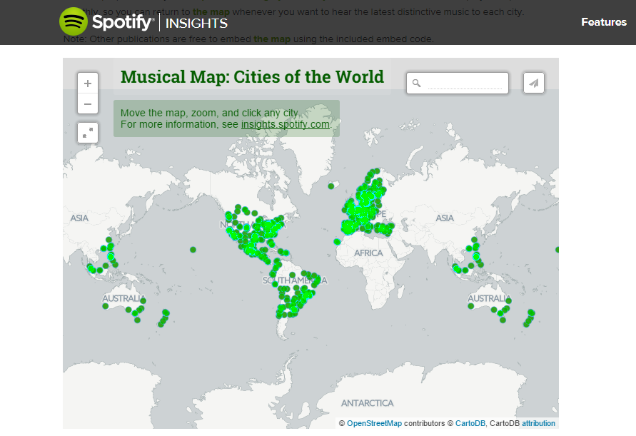 Spotify - музыкальная карта городов
