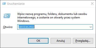 Запуск параметров службы в Windows 10