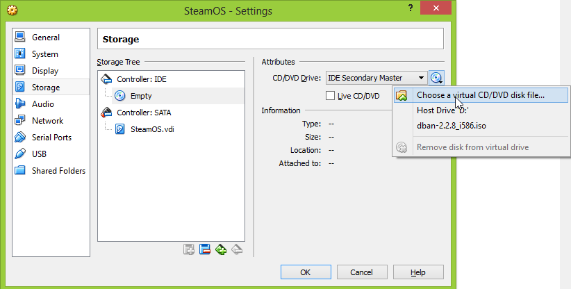 Установка образа ISO SteamOS в VirtualBox