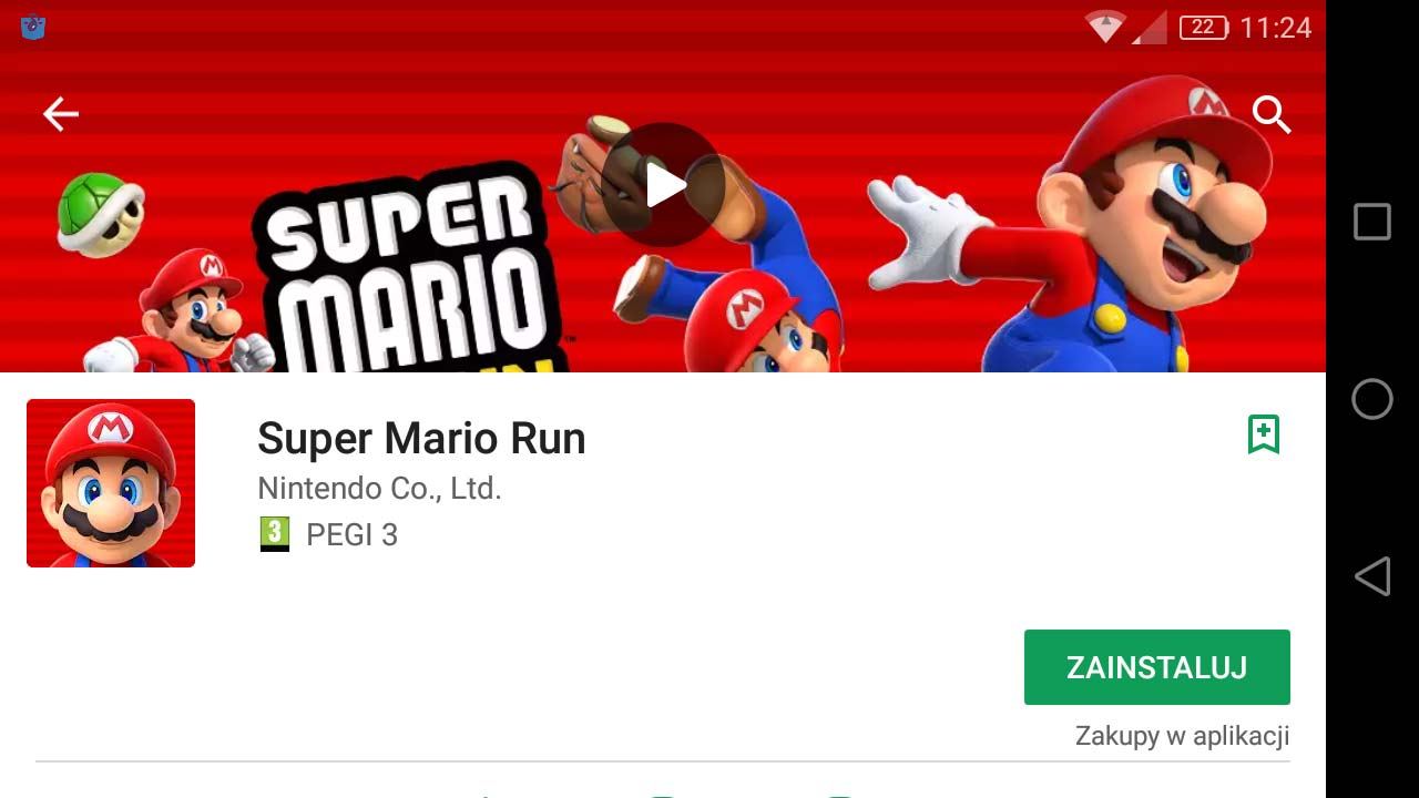 Super Mario Run - загрузка из Play Маркета