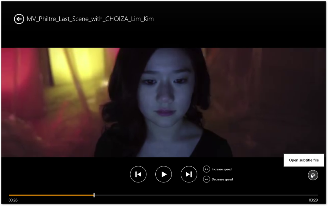 VLC для Windows 8 - экран воспроизведения фильма