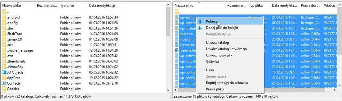 FileZilla - загрузка файлов