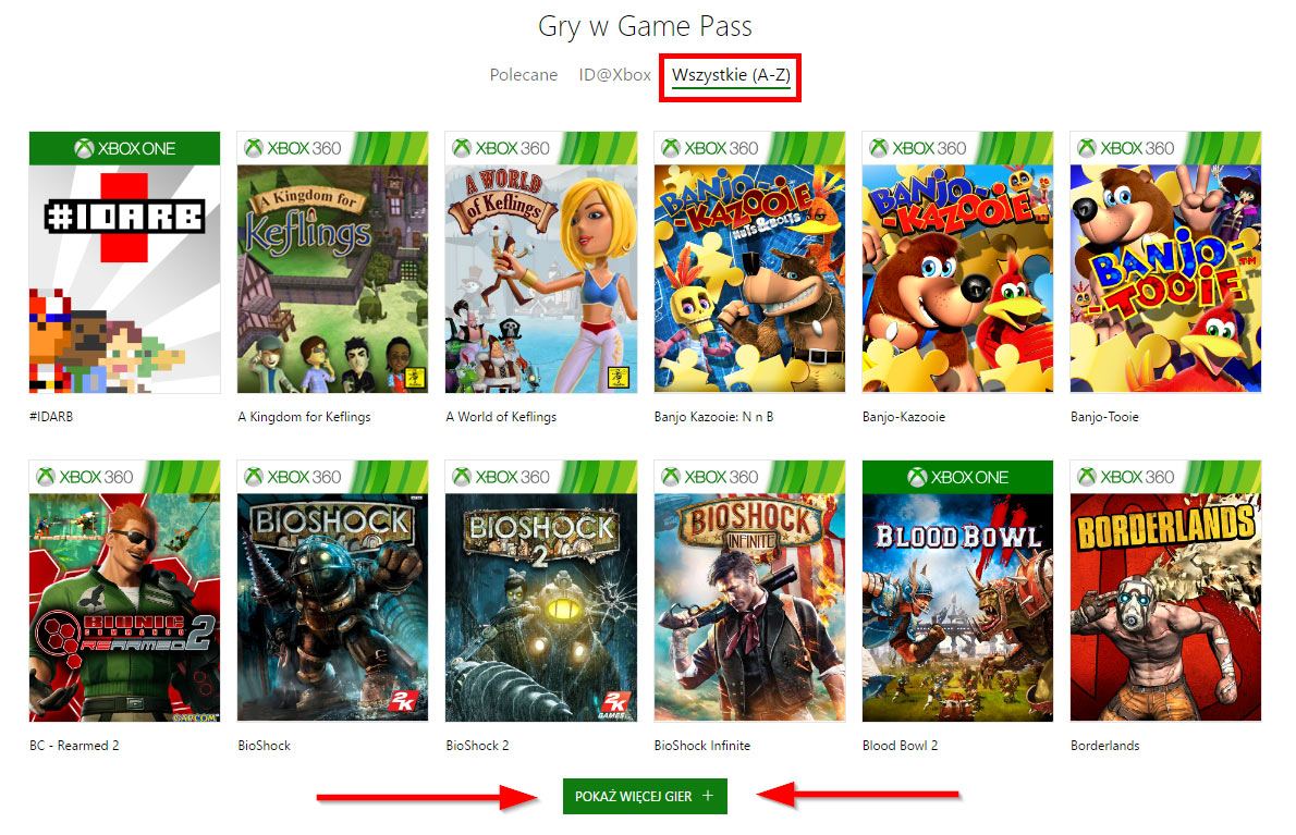 Список доступных игр на Xbox Game Pass