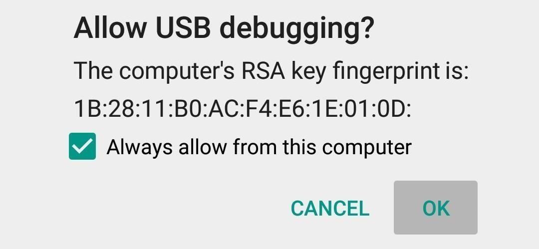 Разрешить отладку USB