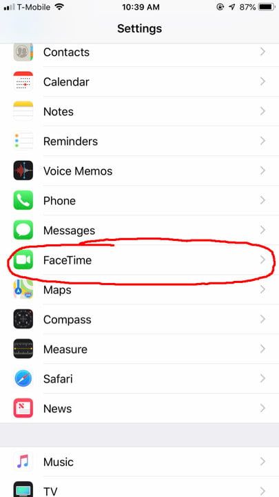как отключить FaceTime IOS 1