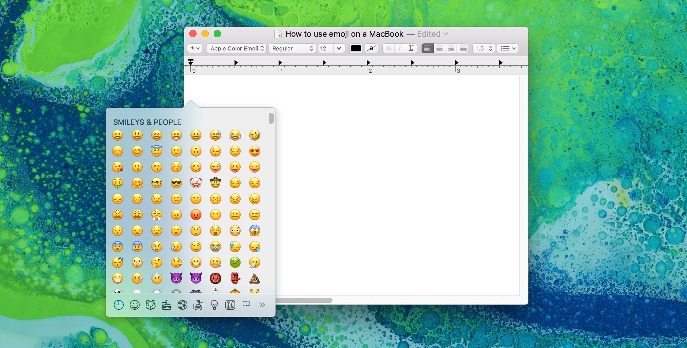 Изображение, показывающее смайлики на Mac