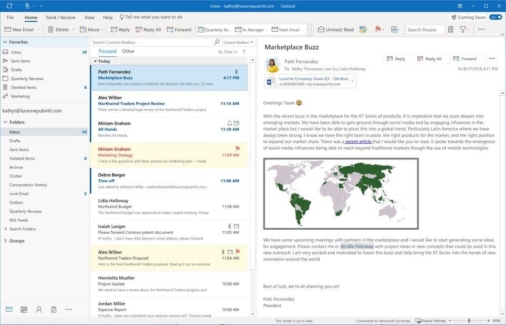 Outlook для Windows упрощенная лента Microsoft