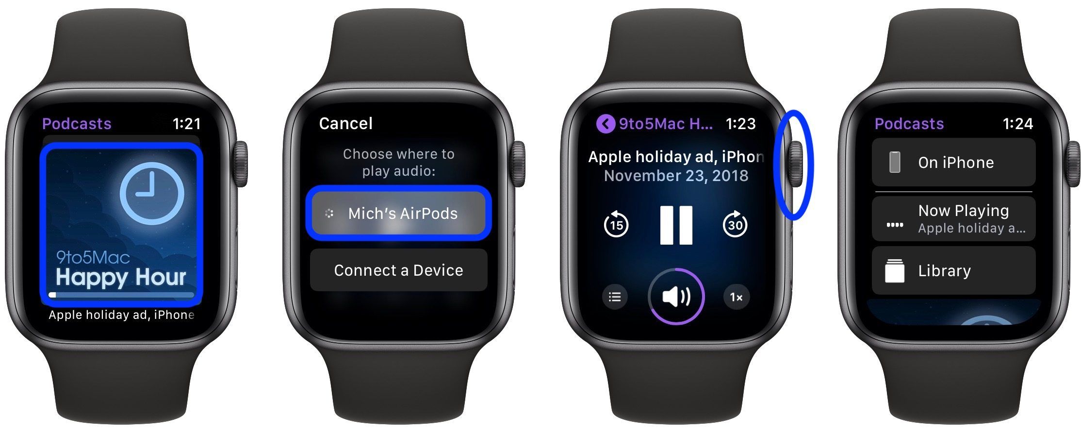 синхронизировать музыку и подкасты с Apple Watch