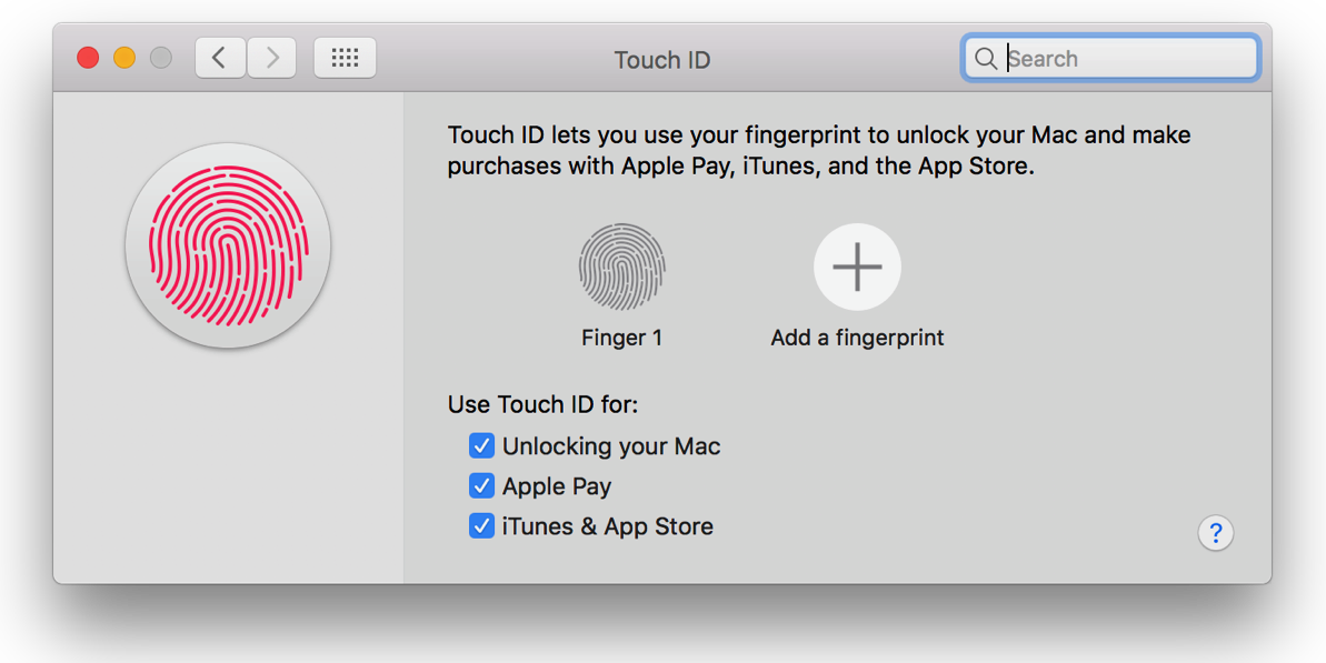 MacOS-сенсорный идентификатор отпечатков пальцев