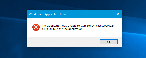 Ошибка приложения Windows