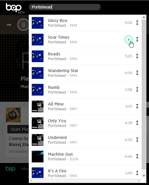 Поиск песни в Bop.fm