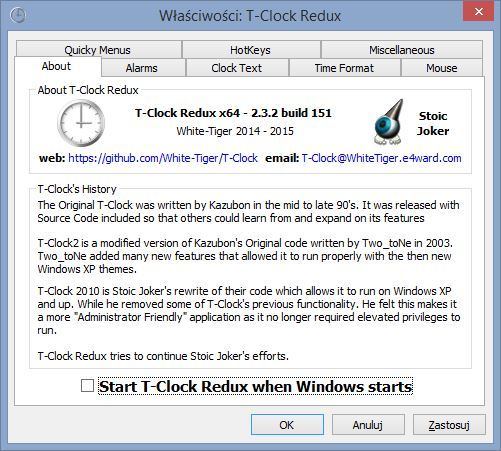 Запустите T-Clock Redux с запуском Windows