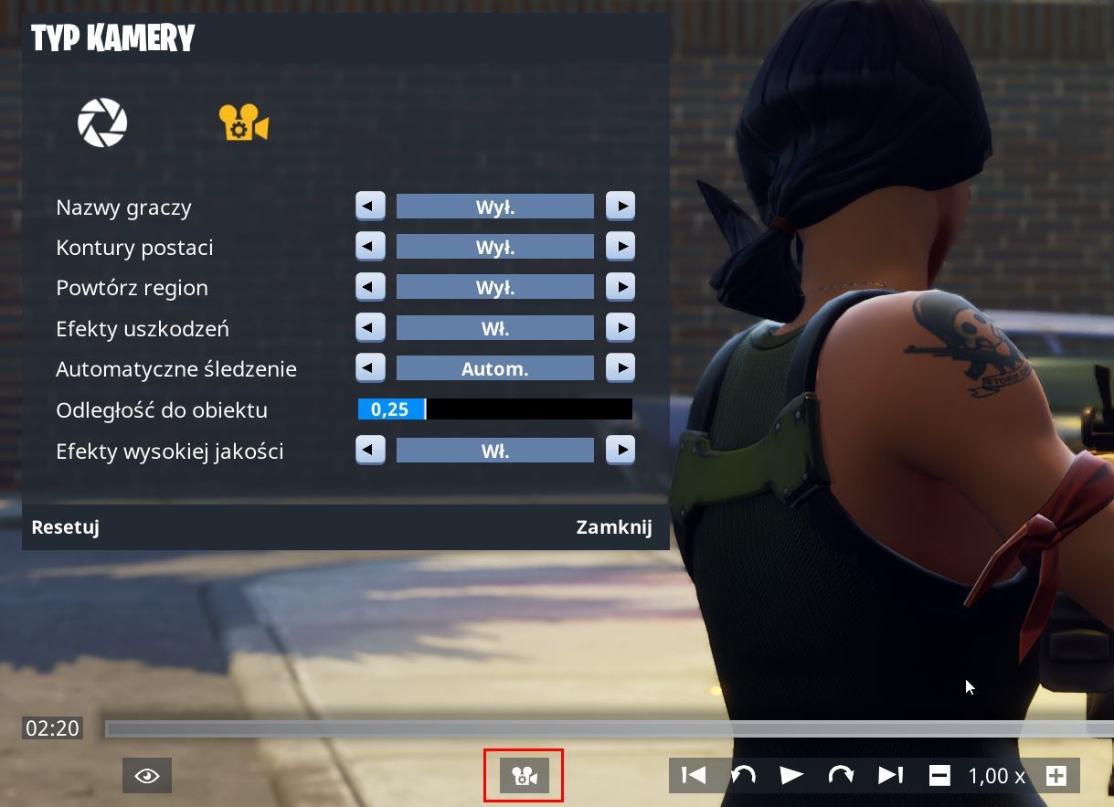 Дополнительные параметры камеры в повторах Fortnite