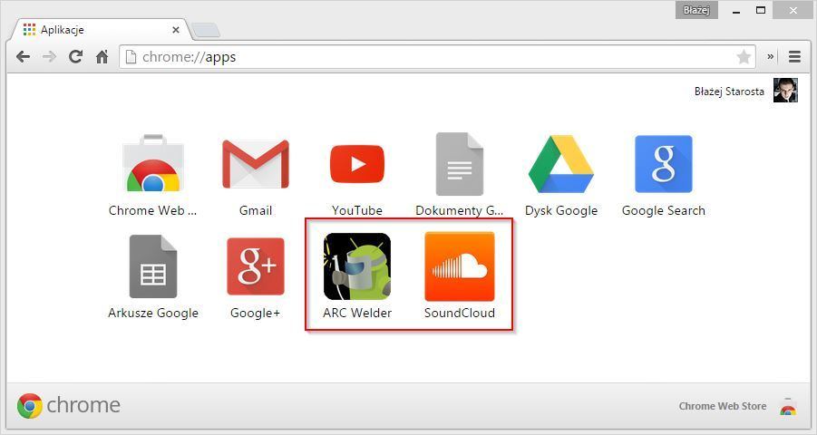 Установленное приложение Android в Chrome в списке приложений