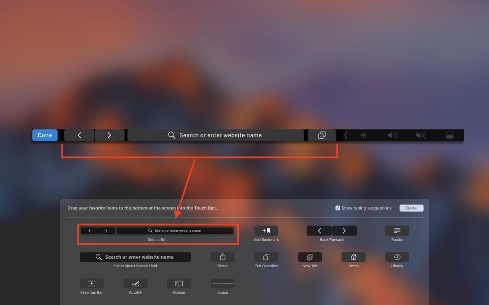 Safari Workflow Touch Bar - Customizing Touch Bar
