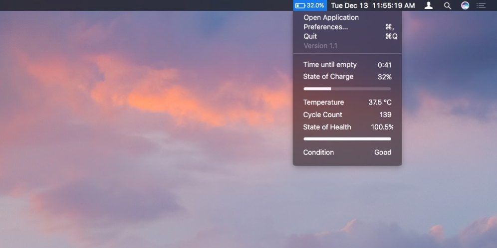 coconutBattery battery dropdown stats