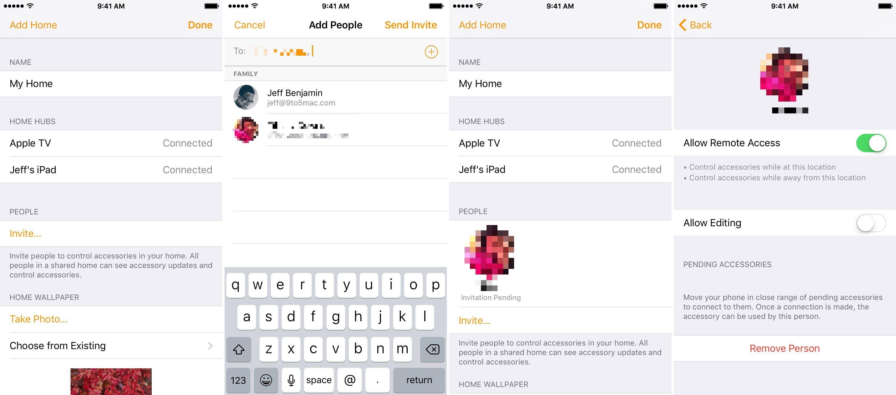приглашения людей к homekit